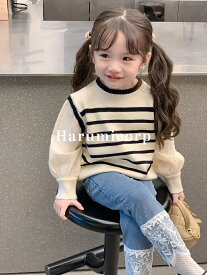 ニット セーター キッズ 子供服 女の子 男の子 フェイクレイヤードトップス ベストボーダー 洗える ベビー服 セーター カットソー ジュニア 赤ちゃん 春秋冬 防寒 暖かい おしゃれ 可愛い クリスマス 誕生日 プレゼント 入園 入学z幼稚園 小学生130 120 110 100 90cm お出か