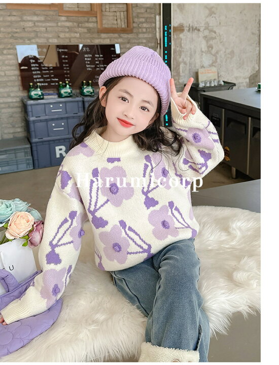 楽天市場】セーター キッズ ベビー服 花柄 女の子 トップス 長袖  