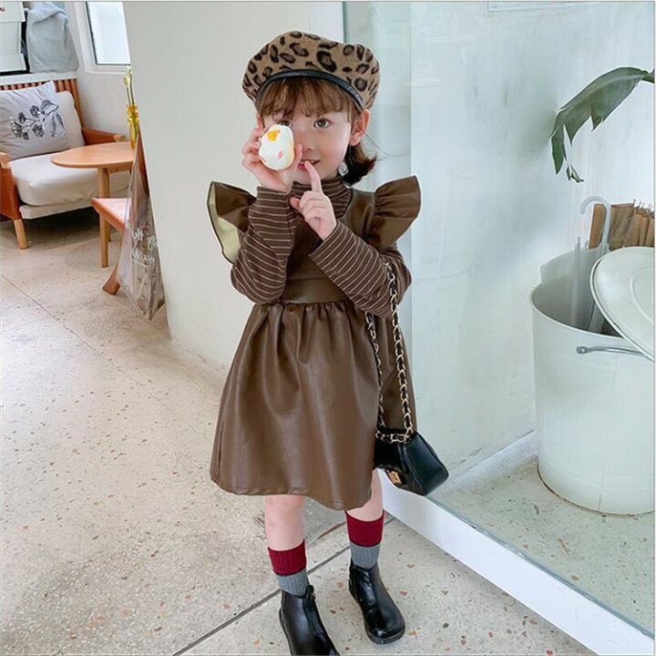 楽天市場 子供服 革 ワンピースセット 女の子 子供ドレス 革 春秋冬 長袖 ミディアムワンピース おしゃれ 子ども服 キッズ 女児 可愛い新作 Harumicorp楽天市場店