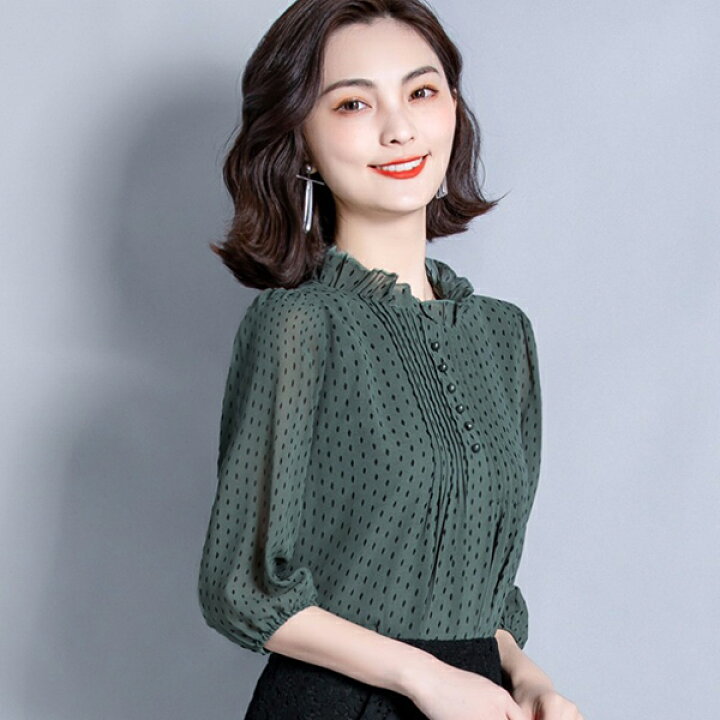 楽天市場 ブラウス レディース 半袖 40代 30代 オフィス 夏服 トップス シャツ ドット柄 シフォン おしゃれ きれいめ 大きいサイズ カジュアル ゆったり シンプル 韓国風 可愛い 大人 通勤 Ol 上品 着痩せ 新品 50代 代 M L Ll Harumicorp楽天市場店
