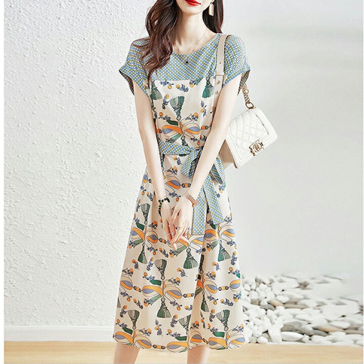 楽天市場 ワンピース レディース 40代 きれいめ 夏服 半袖 シフォンワンピース Aライン マキシワンピース パーティードレス お呼ばれ 大きいサイズ 体型カバー おしゃれ 可愛い 着痩せ 通勤 上品 韓国風 新品 30代 代 50代 M L Harumicorp楽天市場店