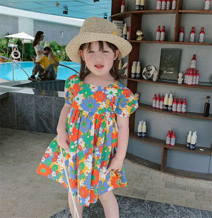 楽天市場 子供服 ワンピース 女の子 夏服 韓国子供服 半袖ワンピース 花柄 綿 女の子ワンピース 子ども服 キッズ 赤ちゃん 子供ドレス ベビー服 可愛い おしゃれ お姫様 七五三 誕生日 新品 90cm 100cm 110cm 1cm 130cm 140cm Harumicorp楽天市場店