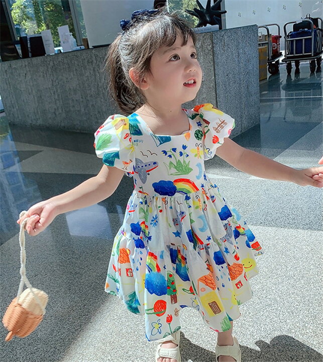 楽天市場 子供服 ワンピース 女の子 夏服 韓国子供服 半袖ワンピース 女の子ワンピース キッズ 花柄 子ども服 ジュニア 子供ドレス ベビー服 可愛い おしゃれ お姫様 七五三 誕生日 新品 130cm 1cm 110cm 100cm 90cm Harumicorp楽天市場店