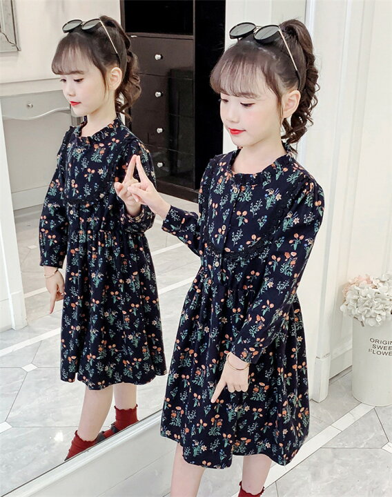 楽天市場 子供服 ワンピース 女の子 秋服 韓国子供服 長袖 花柄ワンピース キッズ 綿 チュニック 160センチ 子ども服 ジュニア 子供ドレス ベビー服 可愛い おしゃれ お姫様 七五三 誕生日 新品 160cm 150cm 140cm 130cm 1cm 110cm Harumicorp楽天市場店