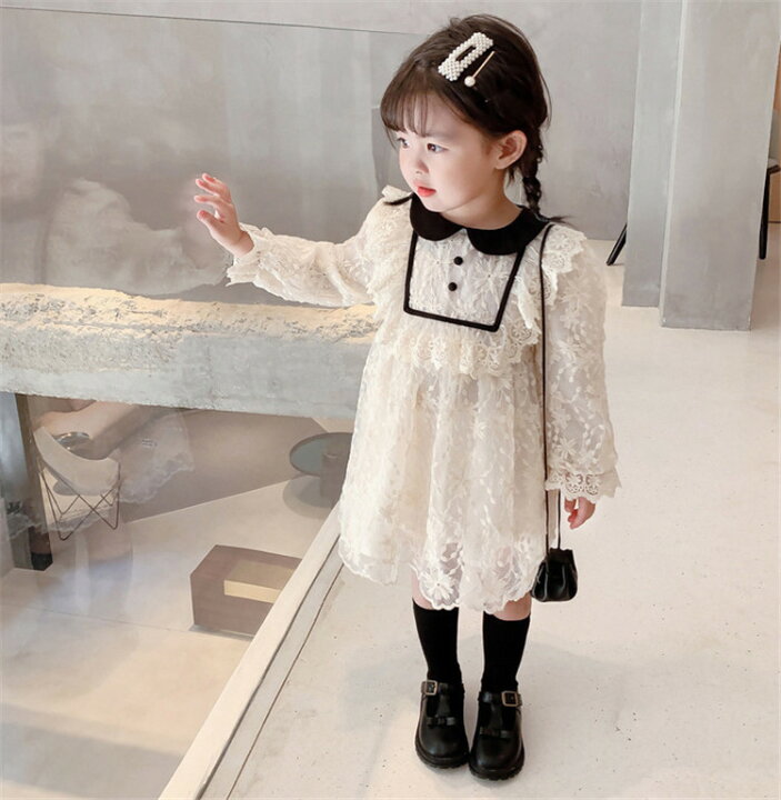 楽天市場 子供服 ワンピース 女の子 秋服 韓国子供服 長袖 レースワンピース キッズ チュニック 子ども服 子供ドレス ベビー服 可愛い おしゃれ お姫様 七五三 誕生日 新品 140cm 130cm 1cm 110cm 100cm Harumicorp楽天市場店