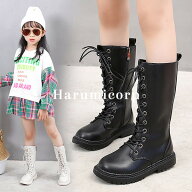 ロングブーツ キッズ 裏起毛 ブーツ 女の子 子供ブーツ ジュニア 子供 靴 シューズ 秋冬 レースアップブ…