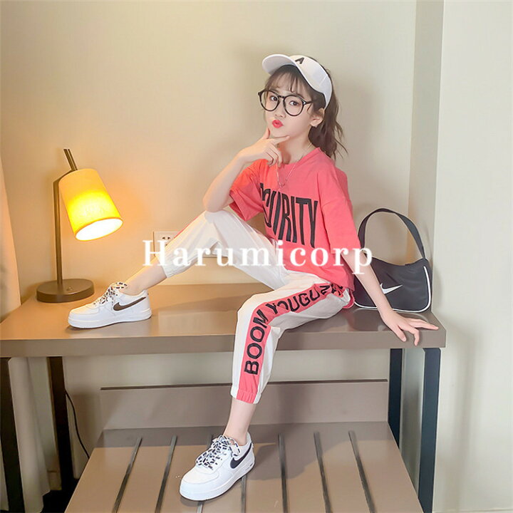楽天市場 子供服 女の子 夏服 セットアップ キッズ 半袖 Tシャツ ロングパンツ 長ズボン 子供ジャージ 上下セット 韓国子供服 パンツセット ボトムス こども服 ジュニア ベビー服 中学生 おしゃれ 可愛い 薄手 涼しい 新品 160cm 150cm 140cm 130cm 1cm 110cm