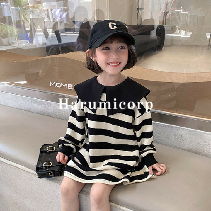 楽天市場】ワンピース キッズ 子供服 女の子 長袖トップス ストライプ 