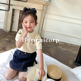 tシャツ キッズ 子供服 女の子 半袖 Tシャツ 春 夏 カットソー 韓国子ども服 ジュニア ベビー服 おしゃれ 可愛い カジュアル ナチュラル 入園 入学 幼稚園 シンプル 誕生日 プレゼント 150cm 140 130 120 110 100 90 ホワイト