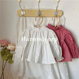 ベビー服 ブラウス キッズ 子供服 女の子 シャツ 白 トップス 長袖 春 秋 カットソー tシャツ 韓国子ども服 赤ちゃん おしゃれ 可愛い 通園 シンプル 誕生日 出産お祝い プレゼント 120cm 110 100 90 80