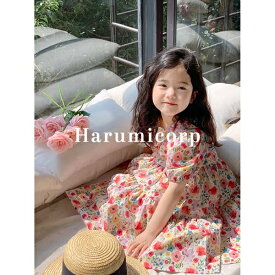 子供服 ワンピース 女の子 半袖 韓国子ども服 花柄ワンピース キッズ 春 夏 おしゃれ ベビー服 ジュニア 子供 ドレス ピアノ 発表会 結婚式 卒園式 卒業式 七五三 入学 入園 かわいい 誕生日 プレゼント お姫様 シンプル カジュアル 160cm 150 140 130 120 110 100 90