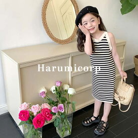 ワンピース キッズ 子供服 女の子 夏服 韓国子ども服 ロングTシャツ ジュニア ストライプ おしゃれ かわいい ベビー服 七五三 入学 入園 保育園 幼稚園 誕生日 プレゼント お姫様 ナチュラル 150cm 140 130 120 110 100 90