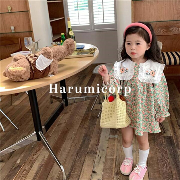 ワンピース キッズ 長袖 子供服 女の子 ベビー服 春秋 花柄ワンピース  