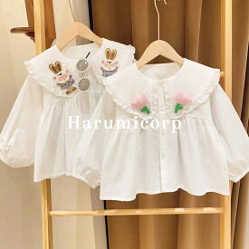 ブラウス キッズ 子供服 女の子 長袖 シャツ トップス tシャツ カットソー 春 夏 秋 ジュニア 綿 ベビー服 赤ちゃん 子ども服 おしゃれ 可愛い 入園 入学 幼稚園 小学生 80 90 100 110 120 130 140cm 誕生日 プレゼント お出かけ 送料無料