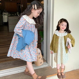 ワンピース キッズ 長袖 子供服 花柄ワンピース 女の子 春 ベビー服 赤ちゃん ドレス 子供 ピアノ 発表会 結婚式 子ども服 ジュニア おしゃれ かわいい 七五三 入学 入園 幼稚園 小学生 誕生日 プレゼント 130cm 120 110 100 90 お姫様 ナチュラル お出かけ