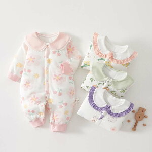 4色 ロンパース 長袖 綿100% ベビー服 女の子 男の子 前開き 春 夏 秋 冬 新生児 服 カバーオール キッズ 子供服 ボディスーツ 長ズボン 韓国 可愛い 洋服 パジャマ ルームウェア 部屋着 赤ち