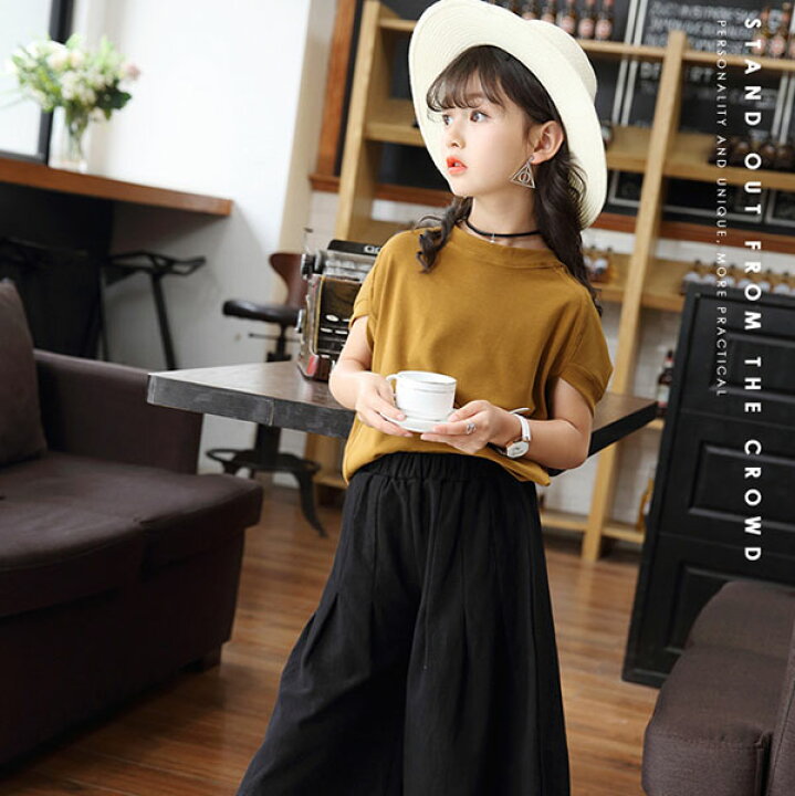 楽天市場 韓国子供服 セットアップ キッズ 子供服 女の子 夏服 Tシャツ 半袖 ガウチョパンツ ワイドパンツ ハーフパンツ 半ズボン おしゃれ 可愛い こども服 ジュニア ベビー服 トップス ボトムス ガールズ 学生 通学 通園 シンプル カジュアル 160cm 150cm 140cm 130cm