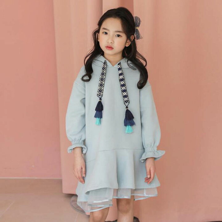 楽天市場 子供服 ワンピース キッズ 女の子 長袖 おしゃれ 秋冬 韓国子供服 ジュニア パーカー フード付き 子供ドレス Dress カジュアル 可愛い 小学生 通学着 新品 Harumicorp楽天市場店