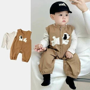 ベビー セットアップ オーバーオール 秋冬 サロペット ロンパース トップス 長袖 ベビー服 女の子 男の子 子供服 新生児 出産祝い キッズ 秋 冬 暖かい 綿 コットン 犬 冬服 春 ゆったり ナチ