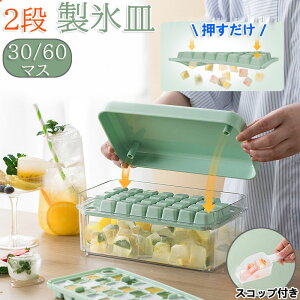 【6%OFFクーポン】製氷皿 製氷器 30/60個取り 製氷機 蓋付き PET PP 四角氷 2段 家庭用 大容量 小分け 夏休み アイストレー 冷蔵庫 取り出しやすい簡単に取り出す 氷 お酒 家飲み ウィスキー 宅飲