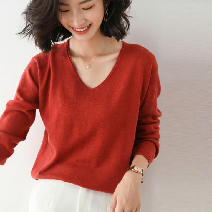 楽天市場】薄手 ニット セーター レディース Vネック ニットセーター  