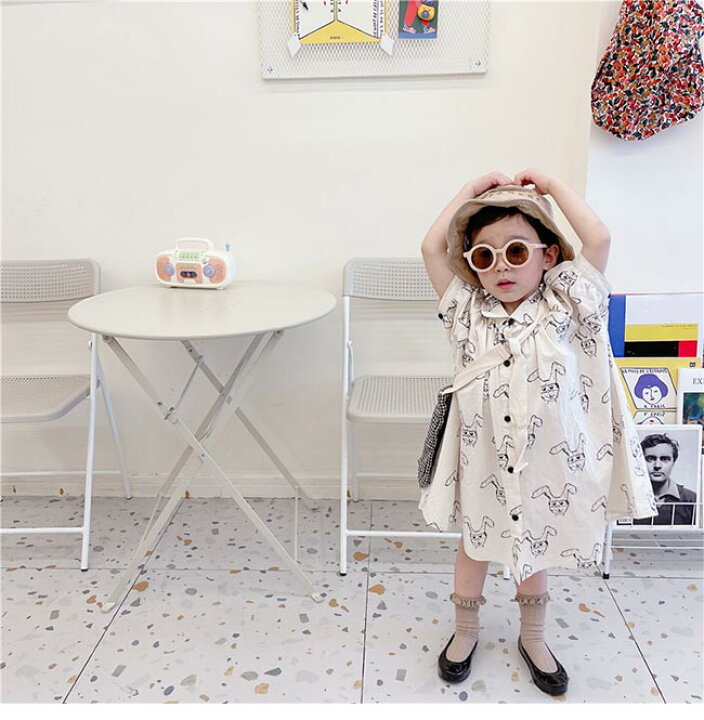 楽天市場 送料無料 ジュニア ワンピース 半袖 夏 女の子 柄ワンピ Aライン 子供 半袖ワンピース ウサギ柄 ゆるワンピース 女児 サマーワンピース おしゃれ Harusakura楽天市場店