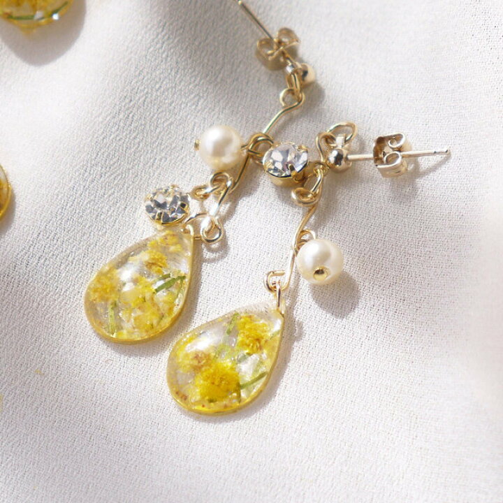 楽天市場】【14KGF】ミモザ ピアス イヤリング ブリザードフラワー  