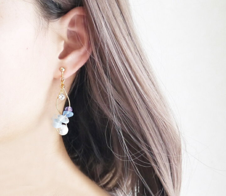 楽天市場】【14KGF】夏の天然石 ピアス イヤリング 樹脂  