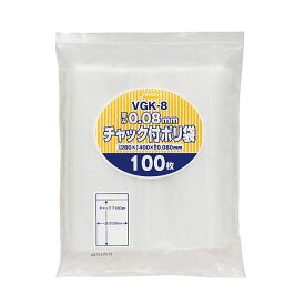 VGK-8 ジャパックス チャック袋付ポリ袋厚口 VGK-8 100枚 透明/ ケース / 業務用