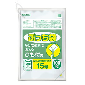{5ケース以上特別価格（事業者限定）}PDN15H ぷっち袋ひも付 15号 0.02mm 透明 100P　オルディ　ポリ袋