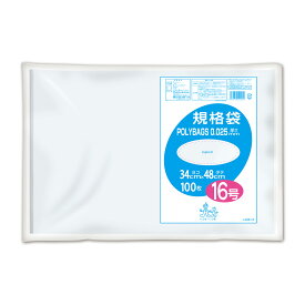 {5ケース以上特別価格（事業者限定）}L025-16 ポリバック規格袋 16号 0.025mm 透明100P　オルディ　ポリ袋
