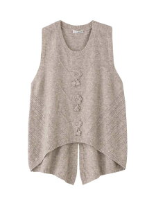 【秋冬】花モチーフ付ベスト/婦人用/レディース/シニア/高齢者/後ろ長め/重ね着/おしゃれ/おでかけ 【CF】