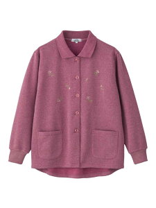 【前開き】【あったか】裏起毛斜め釦ホールポロカーディ2/婦人用/レディース/高齢者/シニア/秋冬/介護/お出かけ/ギフト/プレゼント 【CF】