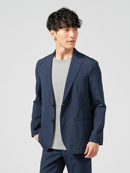 楽天市場 目玉商品 値下げしました セットアップ スーツ クールビズ ネイビー 紺 カジュアル スーツ ビジネス メンズ ドットエアー ストレッチ テーラードジャケット 上下セット スラックス 伸縮 パンツ テレワーク 洗える 伸縮 春夏 夏対応 送料無料 はるやま 紳士