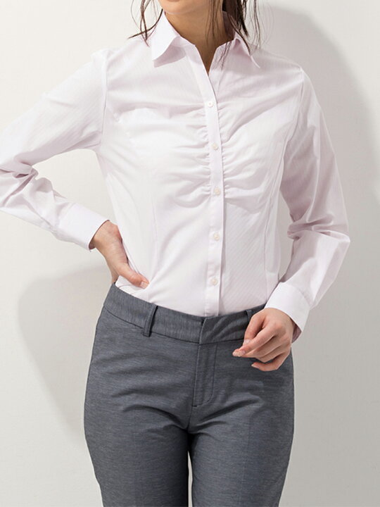 楽天市場 クーポン配信中 ブラウス レディス 長袖 Vivi Fleurs 胸ギャザー ピンク スキッパー ブラウス 形態安定 入学式 入社式 ウィメンズ スーツ レディース ブラウス はるやま 紳士服はるやま