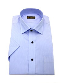 半袖ワイシャツ【専門店品質】【夏のビジネスに最適】形態安定 カッターシャツ ワイド ハントレークラブ 柄物 セミワイド サックス 春夏 45 37 39 41 43 はるやま