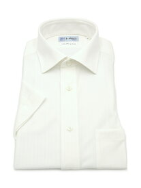 【夏のビジネススタイル】ビジネスウェア専門店 メンズ 半袖 ワイシャツ ワイド アイシャツバイオセンサークールシャドーストライプセミワイド ホワイト 春夏 S M L LL 3L 4L 5L はるやま