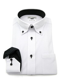 【10%OFFクーポン配布：3/12~3/19 23:59】メンズ長袖Yシャツ 長袖ボタンダウン アイシャツスリム　ギンガムチェック　BD　別布 L．グレー S80 M82 M86 L84 L88 LL86 LL90 3L86 ポリエステル 通年
