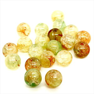 ガラスビーズ ラウンド 丸 マーブル 天然石風 a オレンジグリーン 4mm 6mm 8mm 10mm 硝子ビーズ クラック クラッシュ 混色 ガラス玉 とんぼ玉 通し穴 アクセサリーパーツ 手芸 ハンドメイド