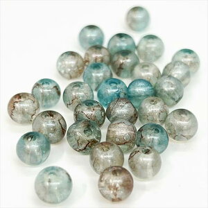 卸売り ガラスビーズ 天然石風 d ラウンド 丸 マーブル ブルーブラウン 4mm 6mm 8mm 10mm 硝子ビーズ クラック クラッシュ 混色 ガラス玉 とんぼ玉 通し穴 アクセサリーパーツ 手芸 ハンドメイド