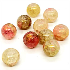 ガラスビーズ ラウンド 丸 マーブル 天然石風 e ピンクゴールド 4mm 6mm 8mm 10mm 硝子ビーズ クラック クラッシュ 混色 ガラス玉 とんぼ玉 通し穴 アクセサリーパーツ 手芸 ハンドメイド