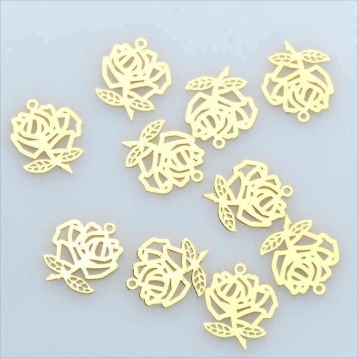 楽天市場】透かしパーツ ゴールド 10枚セット 薔薇 バラ 花 sg20 
