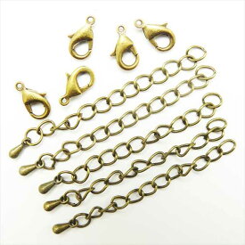 卸売り アジャスター カニカン 50セット チェーン つゆ玉 延長 金具 アクセサリー ビーズ パーツ ハンドメイド 材料 卸売 卸し売り 業務用 業販 大量