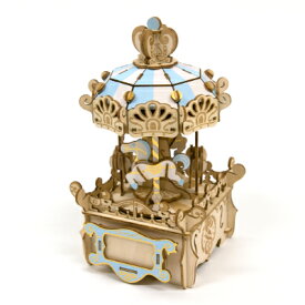 ki-gu-mi オルゴール メリーゴーランド (kigumi キグミ) 木組み 木のパズル 木製パズル 組み立てパズル インテリア 知育 脳トレ 玩具 プレゼント