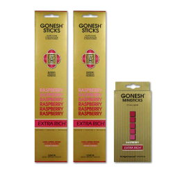 ★ネコポス対応★ GONESH INCENSE STICK RASPBERRY 2PCS + MINI STICK / ガーネッシュ インセンス スティック ラズベリー （20本入り)2個 + ミニスティック付き / Room Fragrance お香