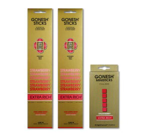 ���l�R�|�X�Ή��� GONESH INCENSE STICK STRAWBERRY 2PCS + MINI STICK / �K�[�l�b�V�� �C���Z���X �X�e�B�b�N �X�g���x���[�i20�{����)2�� + �~�j�X�e�B�b�N�t�� / Room Fragrance ����
