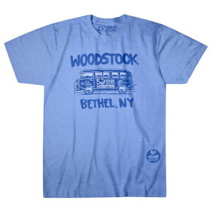 �y WOOD STOCK Bethel Bus Blue Poly-Cotton T-Shirt �z�E�b�h�X�g�b�N