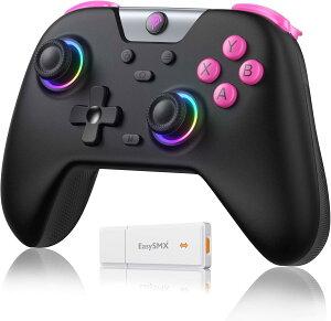 EasySMX X05 ���C�����X PC �R���g���[���[ X05 �Q�[�~���O�R���g���[���[ �Q�[���p�b�h 7�F���C�g 5�̃��C�g���[�h �z�[���W���C�X�e�B�b�N �z�[���g���K�[ 750 mAh �[�d���o�b�e���[ PC / Switch / 