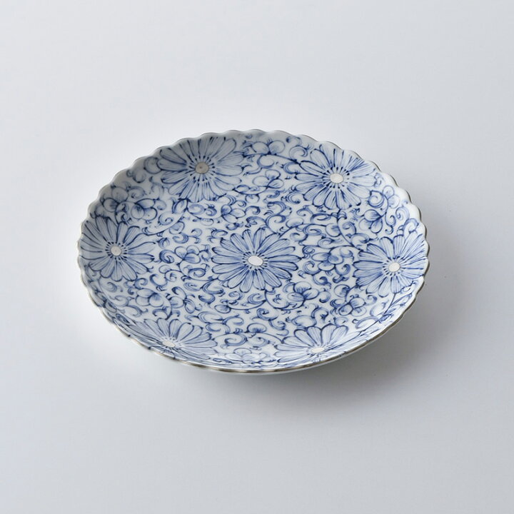 楽天市場】銀花唐草 輪花プレート170（17cm）【波佐見焼き】藍古伊万里 