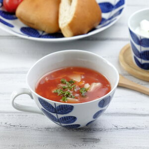 aoba スープカップ【波佐見焼き】石丸陶芸 ミニョンあおば 青葉 北欧風 染め付け 手付き 手書き 手描き 葉っぱ